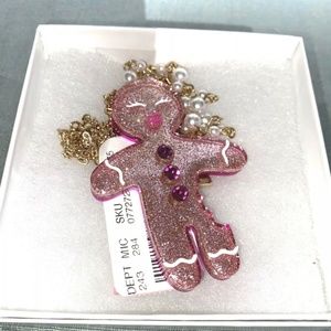 Betsey Johnson Christmas necklace Gold Gingerbread Girl